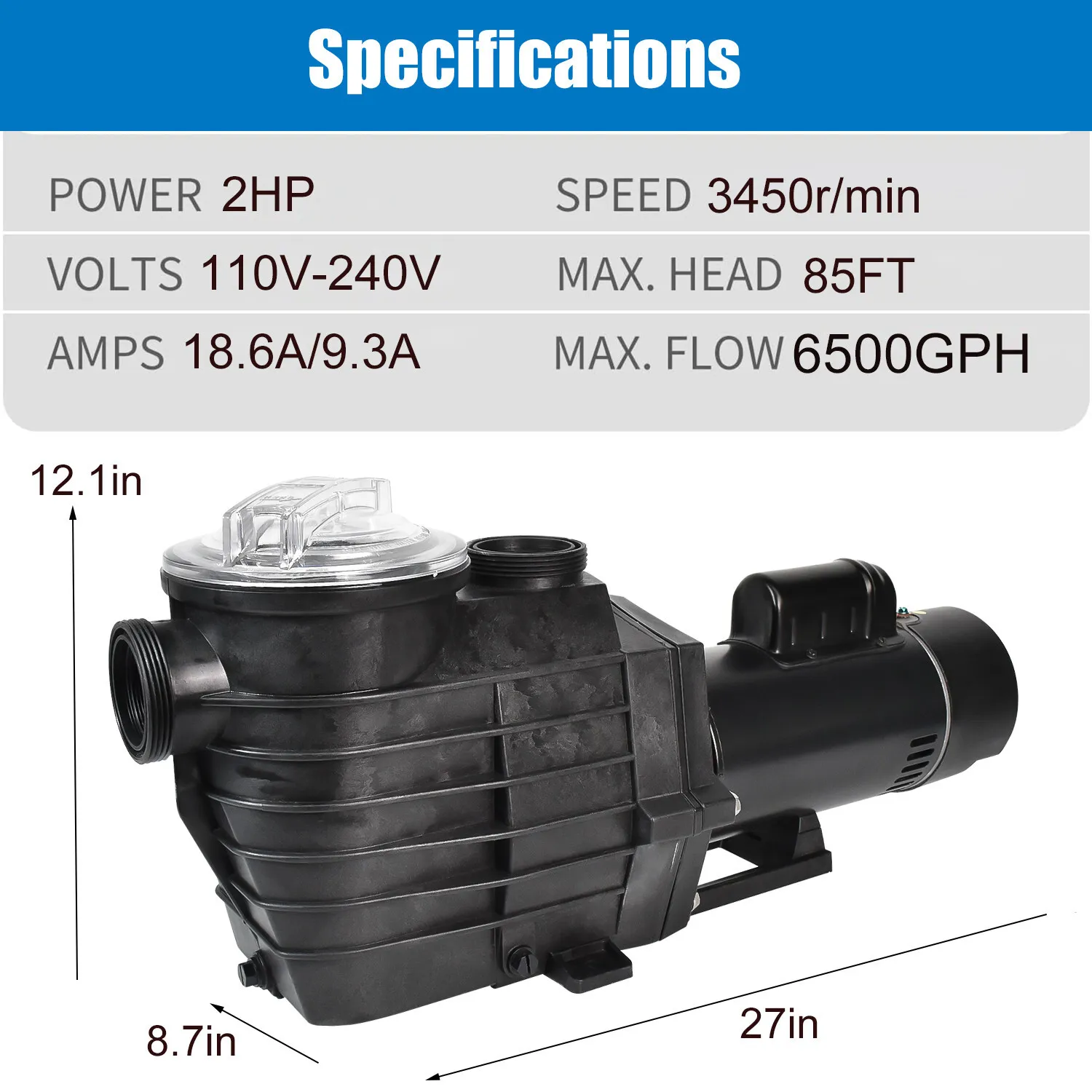 2HP Swimming Pool Pump Speicification