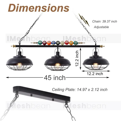 45" Hanging Pool Table Light