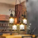 4-Light Rustic Farmhouse Furniture Wood Chandelier Pendant Lighting Fixture