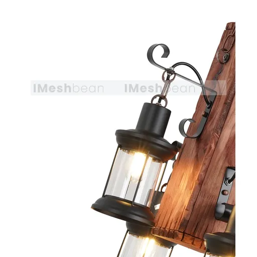 4-Light Rustic Farmhouse Furniture Wood Chandelier Pendant Lighting Fixture