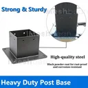 4 x 4 Post Base Post Anchor 4 PCs Black Powder-Coated Bracket for Deck Supports