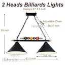 43" Hanging Pool Table Lights Fixture Billiard Pendant Lamp w/5 Billiard Balls