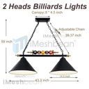 43" Hanging Pool Table Lights Fixture Billiard Pendant Lamp w/5 Billiard Balls