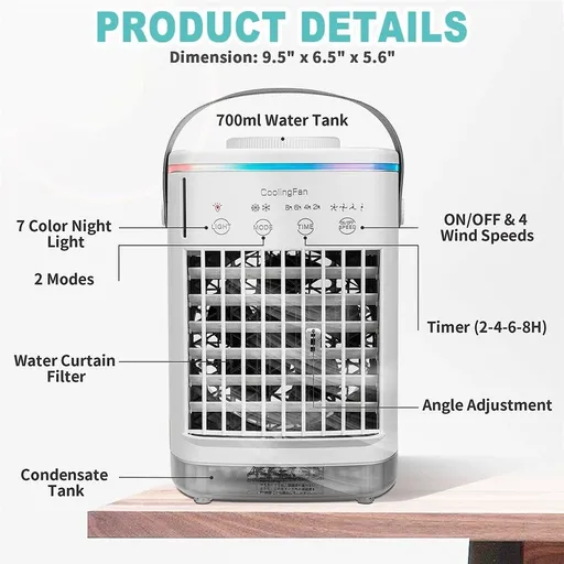 3-in-1 Evaporative Air Cooler Portable Air Cooling Fan w/ Fan & Humidifier