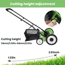 Manual Reel Lawn Mower,16inch,4 Wheel w/Adjustable Cutting Height Grass Catcher