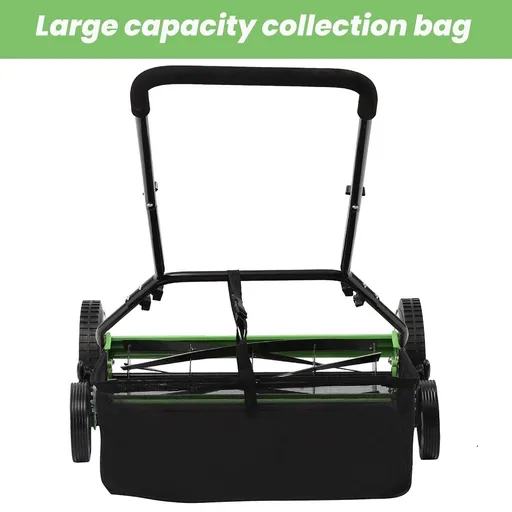 Manual Reel Lawn Mower,16inch,4 Wheel w/Adjustable Cutting Height Grass Catcher