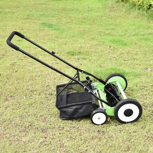 Manual Reel Lawn Mower,16inch,4 Wheel w/Adjustable Cutting Height Grass Catcher