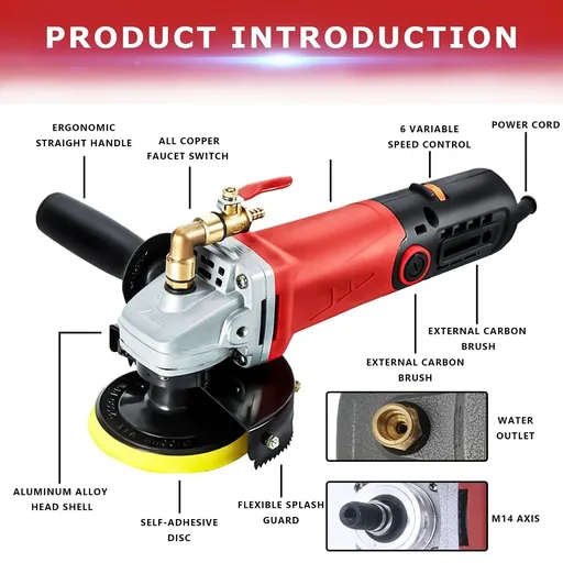 4" Variable Speed Electric Wet Stone Polisher for Granite Marble Concrete