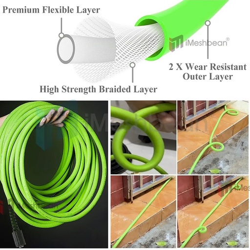 25 FT x 1/4 Inch 3600 WORK PSI Pressure Washer Replacement Hose-M22 14MM & 15MM