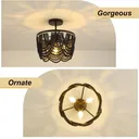 12.6 inch Boho Chandelier Wood Beaded Chandelier for Dinning Room Bedroom Hallway