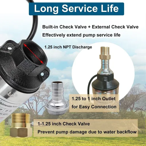 iMeshbean 3" Deep Well Submersible Pump 3/4 HP Deep Well Pump 220V Submersible Water Pump 60Hz