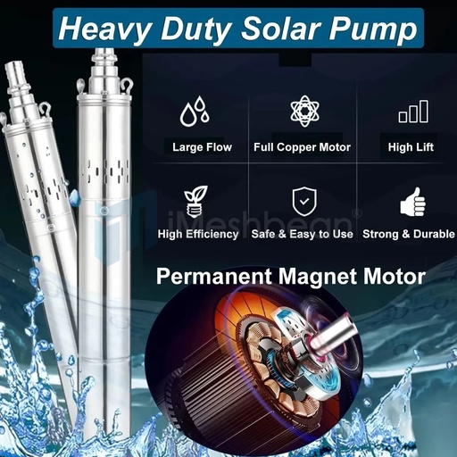 3'' DC 12V Solar Deep Well Pump Water Pump 396GPH Stainless Steel Submersible