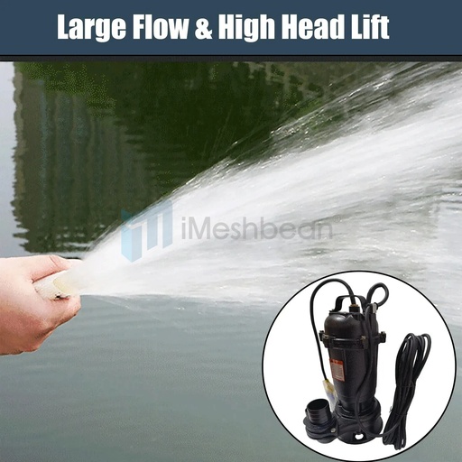 2HP Submersible Sump Pump 1500W Cast Iron Sewage Pump 6498GPH w/66ft HOSE 220V