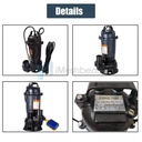 2HP Submersible Sump Pump 1500W Cast Iron Sewage Pump 6498GPH w/26ft Cord 110V