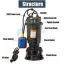 1HP 750W Cast Iron Sewage Submersibl Sump Pump 4000GPH w/ Float Switch 110-120V