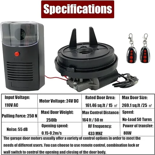 Garage Roller Door Opener Electric Roller Garage Door Opener Automatic Opener with 2 Remote for Roll Up Door