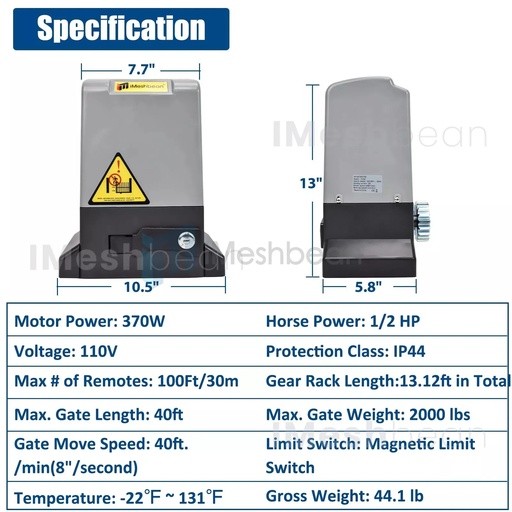 370W 2000LB Rack Driven Automatic Sliding Gate Openerw/ 4 Remotes & Complete Kit