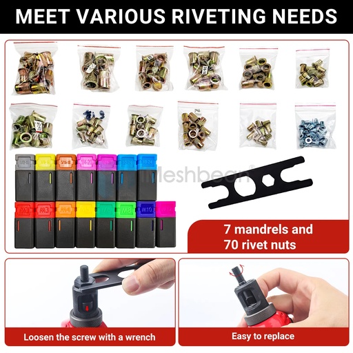 Rivet Nut Gun Kit Rivnut Setting Tools Nut Setter Tool Hand Blind Riveter 16"