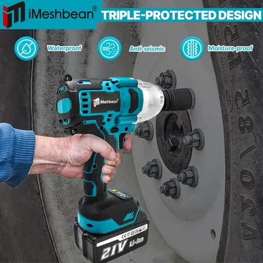 21V 1/2" Brushless Cordless High Torque Drill/Driver Impact Wrench 2 Battery 800