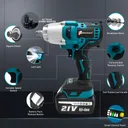 21V 1/2" Brushless Cordless High Torque Drill/Driver Impact Wrench 2 Battery 800