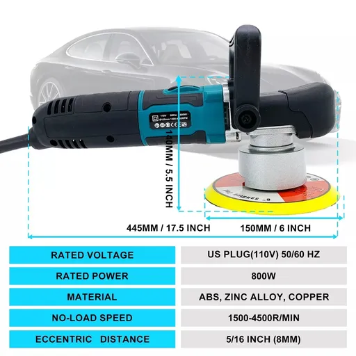 Dual Action Car Polisher Buffer Sander Orbital DA Polishing Machine Electric 6"