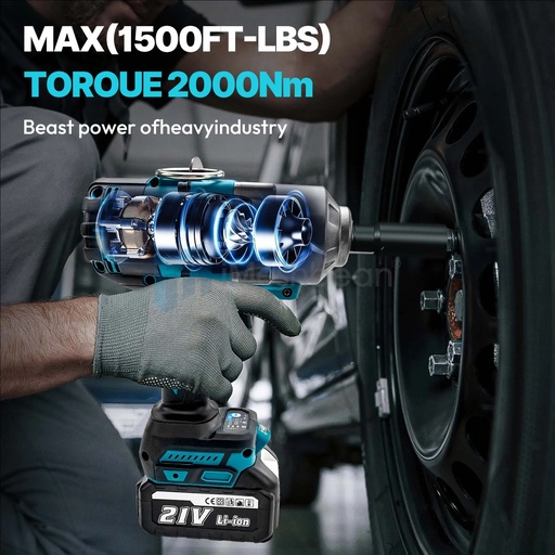 Cordless 3/4" Drive Impact Wrench Square Drive 1549ft-lb Nut-busting Torque 21V