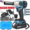 Cordless Electric Impact Wrench Gun 1/2'' High Power Driver with Li-ion Battery