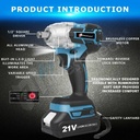 Cordless Electric Impact Wrench Gun 1/2'' High Power Driver with Li-ion Battery