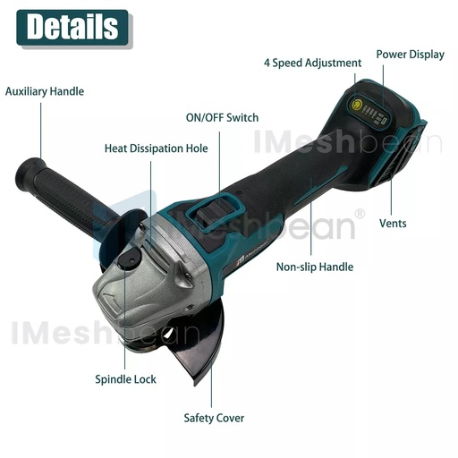 125mm Electric Brushless Cordless Angle Grinder Kit 4-1/2" Cut-Off Angle Grinder