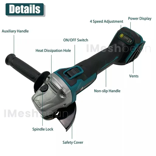 125mm Electric Brushless Cordless Angle Grinder Kit 4-1/2" Cut-Off Angle Grinder