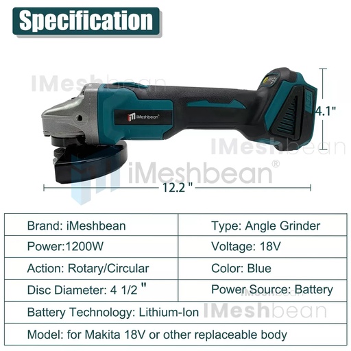 125mm Electric Brushless Cordless Angle Grinder Kit 4-1/2" Cut-Off Angle Grinder