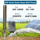 2HP 4" Solar Pump Submersible Pump Bore DC 110V Deep Well Pump+MPPT Controller