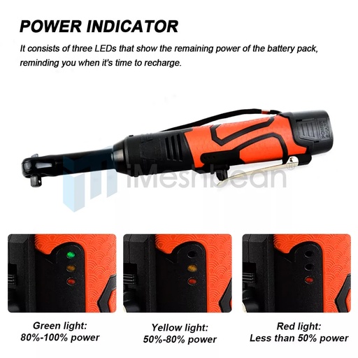 3/8 Cordless Electric Ratchet Wrench Kit 45Ft-lbs Impact Ratchet 2 Battery&Socket