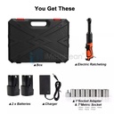 3/8 Cordless Electric Ratchet Wrench Kit 45Ft-lbs Impact Ratchet 2 Battery&Socket