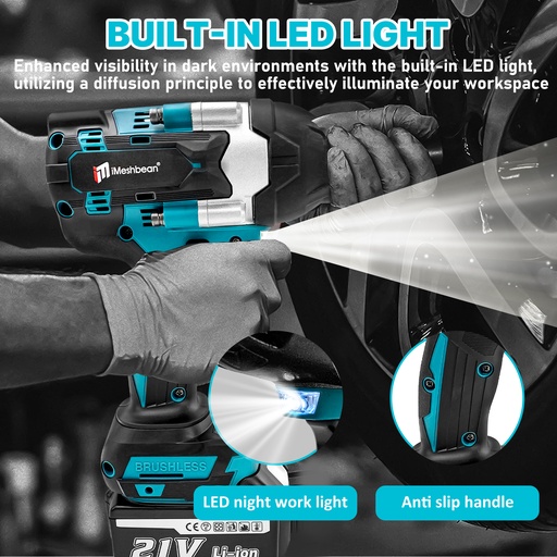 21V Lithium‑Ion Brushless Cordless Impact Gun High‑Torque 1/2 in. Electric Impact Wrench