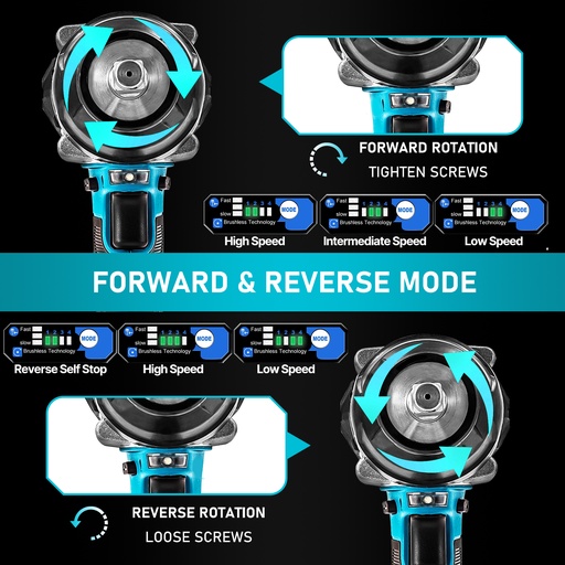 21V Lithium‑Ion Brushless Cordless Impact Gun High‑Torque 1/2 in. Electric Impact Wrench