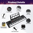 61 Keys Black Keyboard Piano Kids Electronic Digital Piano w/Built-In Speaker Microphone Kid Toy