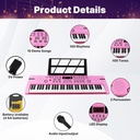 61 Keys Pink Keyboard Piano Kids Electronic Digital Piano w/Built-In Speaker Microphone Kid Toy