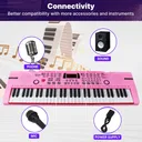 61 Keys Pink Keyboard Piano Kids Electronic Digital Piano w/Built-In Speaker Microphone Kid Toy