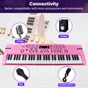 61 Keys Pink Keyboard Piano Kids Electronic Digital Piano w/Built-In Speaker Microphone Kid Toy