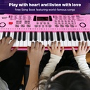 61 Keys Pink Keyboard Piano Kids Electronic Digital Piano w/Built-In Speaker Microphone Kid Toy