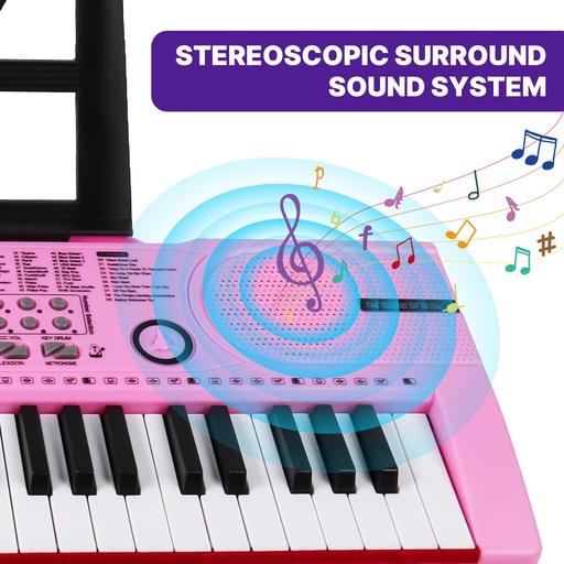 61 Keys Pink Keyboard Piano Kids Electronic Digital Piano w/Built-In Speaker Microphone Kid Toy