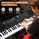 61 Key Black Digital Light Up Music Piano Keyboard Kids Electronic Digital Piano Kit w/Piano Stand