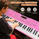 61 Key Pink Digital Music Electronic Keyboard Kit Kids Electronic Piano with Microphone