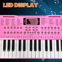 61 Key Pink Digital Music Electronic Keyboard Kit Kids Electronic Piano with Microphone