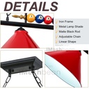 47" 3-Light Hanging Pool Table Light Fixture Matte Red Billiard Pendant Lamp Red