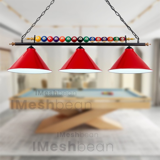 47" 3-Light Hanging Pool Table Light Fixture Matte Red Billiard Pendant Lamp Red