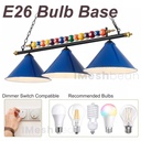 3-Light Hanging Pool Table Lights Fixture 47" Billiard Pendant Lamp Fits E26