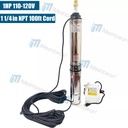 1 HP 4" Deep Well Submersible Pump 110V 35GPM 207ft Max 100ft Cord w/Control box