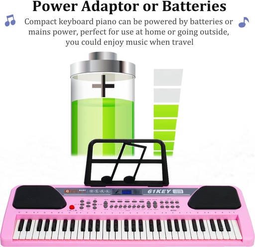 61 Key Music Electronic Keyboard Electric Digital Piano Organ Xmas Gift, Pink